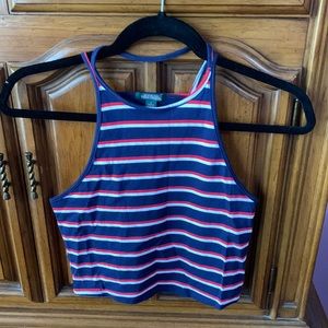 Wild Fable Red, white & blue Striped Crop Tank